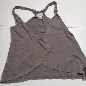 LA Conduct Vest Girl Meduim Grey Open Front Razorback Comfort Stretch Cotton Top